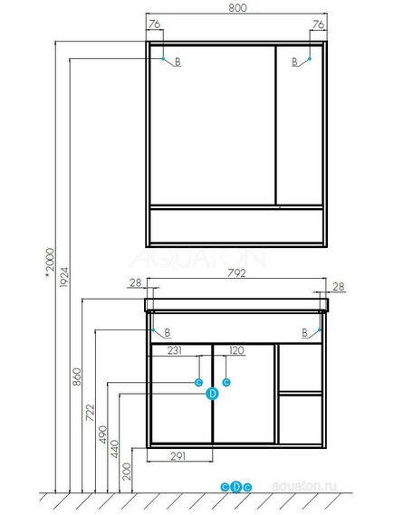 Купить Тумба под раковину AQUATON Флай 80 белый, дуб крафт  1A237401FAX10 (1a237401fax10) по цене 11390 руб., в Санкт-Петебруге в интернет магазине 100-Систем, а также дургие товары AQUATON из раздела Тумбы под раковину и Мебель для ванной комнаты