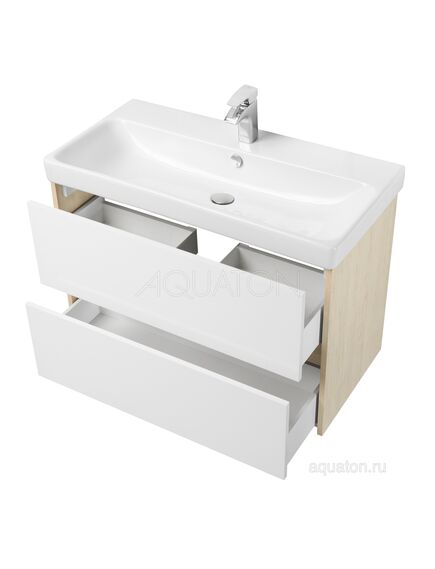 Купить Тумба под раковину AQUATON Сканди 90 белая, дуб верона 1A251901SDB20 (1a251901sdb20) по цене 8848 руб., в Санкт-Петебруге в интернет магазине 100-Систем, а также дургие товары AQUATON из раздела Тумбы под раковину и Мебель для ванной комнаты