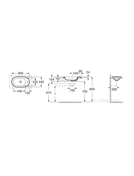 Купить Раковина Roca Meridian 60x34 32724E000 (32724e000) по цене 20864.06 руб., в Санкт-Петебруге в интернет магазине 100-Систем, а также дургие товары ROCA из раздела Встраиваемые раковины и Раковины и пьедесталы