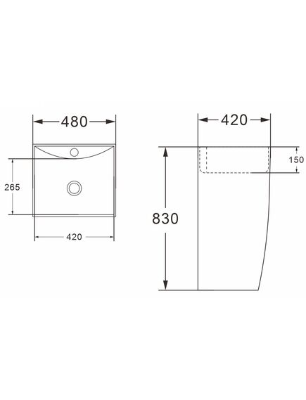 Купить Раковина напольная Azario COMELLA 42х48х83 Черный матовый  (az-314mb) по цене 39648.69 руб., в Санкт-Петебруге в интернет магазине 100-Систем, а также дургие товары Azario из раздела Напольные раковины и Раковины и пьедесталы