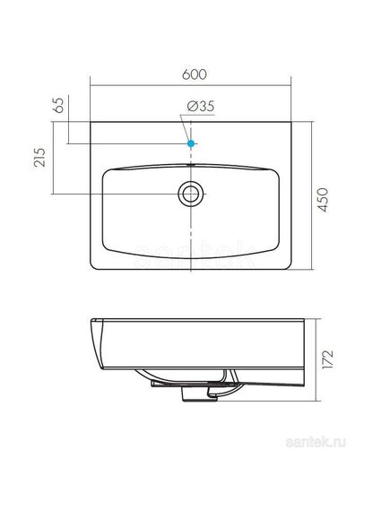 Купить Раковина Santek Нео 60 отверстие под смеситель 1WH302186 (1wh302186) по цене 4040 руб., в Санкт-Петебруге в интернет магазине 100-Систем, а также дургие товары SANTEK из раздела Подвесные раковины и Раковины и пьедесталы