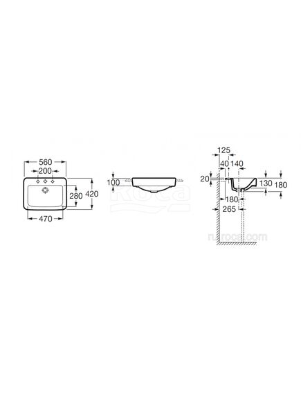 Купить Раковина Roca Dama Senso Square 56 32751S000 (32751s000) по цене 39490 руб., в Санкт-Петебруге в интернет магазине 100-Систем, а также дургие товары ROCA из раздела Подвесные раковины и Раковины и пьедесталы