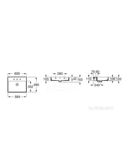 Купить Раковина Roca Inspira Square WB Unik 60x49 32752C000 (32752c000) по цене 47205.06 руб., в Санкт-Петебруге в интернет магазине 100-Систем, а также дургие товары ROCA из раздела Подвесные раковины и Раковины и пьедесталы