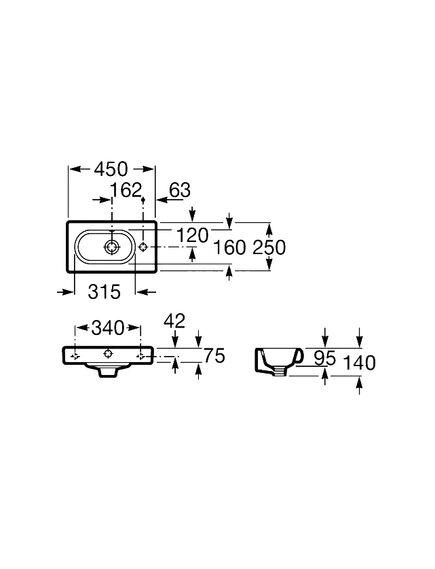 Купить Раковина Roca Meridian 45x25 327248000 (327248000) по цене 11421.06 руб., в Санкт-Петебруге в интернет магазине 100-Систем, а также дургие товары ROCA из раздела Подвесные раковины и Раковины и пьедесталы