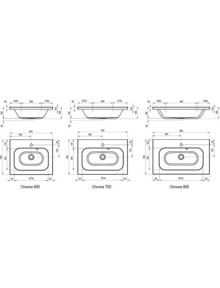 Купить Умывальник Ravak Chrome 700 с переливом (xjg01170000) по цене 35090 руб., в Санкт-Петебруге в интернет магазине 100-Систем, а также дургие товары RAVAK из раздела Подвесные раковины и Раковины и пьедесталы