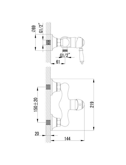 Купить Смеситель Lemark Villa LM4803B для душа (lm4803b) по цене 25700 руб., в Санкт-Петебруге в интернет магазине 100-Систем, а также дургие товары LEMARK из раздела Смесители для душа без излива и Смесители для ванны и душа