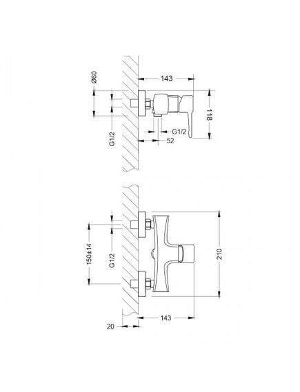 Купить Смеситель Lemark Evitta LM0503C для душа (lm0503c) по цене 7250 руб., в Санкт-Петебруге в интернет магазине 100-Систем, а также дургие товары LEMARK из раздела Смесители для душа без излива и Смесители для ванны и душа