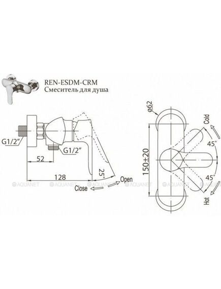 Купить Смеситель для душа BelBagno RENO REN-ESDM-CRM (ren-esdm-crm) по цене 5240 руб., в Санкт-Петебруге в интернет магазине 100-Систем, а также дургие товары BelBagno из раздела Смесители для душа без излива и Смесители для ванны и душа