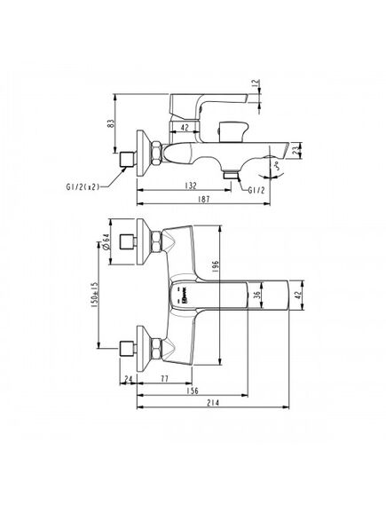 Купить Смеситель Lemark Ursus LM7214BL для ванны (lm7214bl) по цене 21880 руб., в Санкт-Петебруге в интернет магазине 100-Систем, а также дургие товары LEMARK из раздела Смесители с коротким изливом и Смесители для ванны и душа