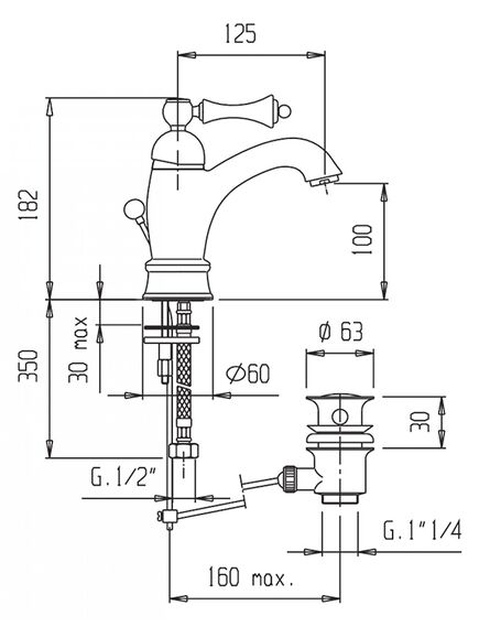 Купить Смеситель Cezares Margot MARGOT-LSM1-A-01-M для раковины (margot-lsm1-a-01-m) по цене 24770 руб., в Санкт-Петебруге в интернет магазине 100-Систем, а также дургие товары CEZARES из раздела Рычажные смесители и Смесители для раковины