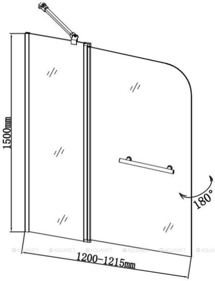 Купить Шторка на ванну Aquanet SG-1200, прозрачное стекло (209412) по цене 11872 руб., в Санкт-Петебруге в интернет магазине 100-Систем, а также дургие товары AQUANET из раздела Стеклянные шторки для ванн и Сантехника