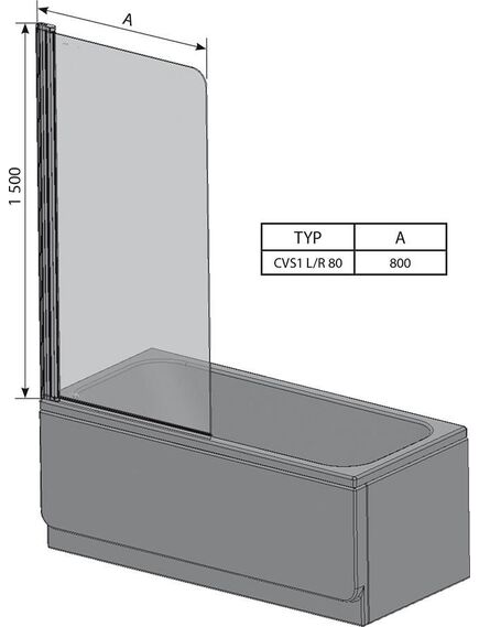 Купить Шторка для ванны Ravak Chrome CVS1-80 L  блестящая+стекло Transparent (7ql40c00z1) по цене 34870 руб., в Санкт-Петебруге в интернет магазине 100-Систем, а также дургие товары RAVAK из раздела Стеклянные шторки для ванн и Сантехника