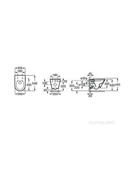 Купить Чаша Roca The Gap Round подвесная 540, Rimless 3460NL000 (3460nl000) по цене 28816.06 руб., в Санкт-Петебруге в интернет магазине 100-Систем, а также дургие товары ROCA из раздела Чаши для унитазов и Унитазы