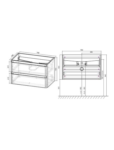 Купить База под раковину Vico 800 подвесная, 2 выкатных ящика soft close, Carbone, , шт (vmc-2v800cn) по цене 22460 руб., в Санкт-Петебруге в интернет магазине 100-Систем, а также дургие товары Vincea из раздела Тумбы под раковину и Мебель для ванной комнаты