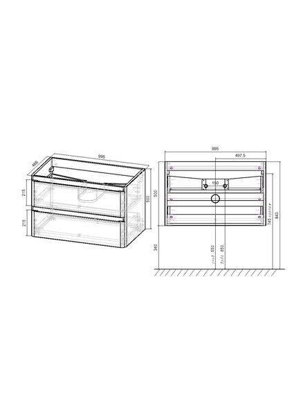 Купить База под раковину Vico 1000 подвесная, 2 выкатных ящика soft close, R.Wood, , шт (vmc-2v100rw) по цене 25180 руб., в Санкт-Петебруге в интернет магазине 100-Систем, а также дургие товары Vincea из раздела Тумбы под раковину и Мебель для ванной комнаты