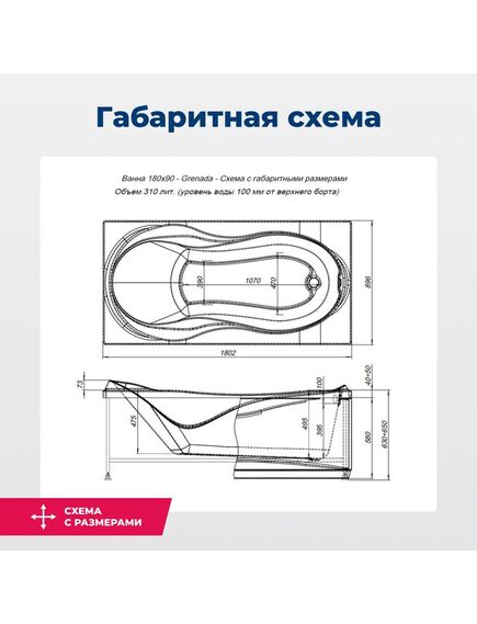 Купить Акриловая ванна Aquanet Grenada 180x90 (с каркасом) (205493) по цене 38543 руб., в Санкт-Петебруге в интернет магазине 100-Систем, а также дургие товары AQUANET из раздела Акриловые ванны и Ванны