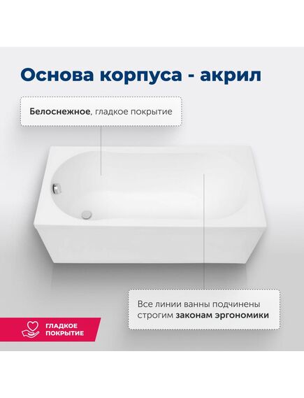 Купить Акриловая ванна Aquanet Light 150x70 (с каркасом) (243869) по цене 21404 руб., в Санкт-Петебруге в интернет магазине 100-Систем, а также дургие товары AQUANET из раздела Акриловые ванны и Ванны