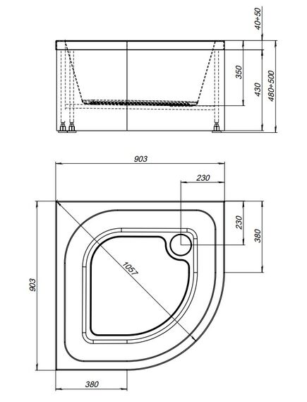 Купить Душевой поддон Aquanet Optimal 90х90 глубокий (293357) по цене 17021 руб., в Санкт-Петебруге в интернет магазине 100-Систем, а также дургие товары AQUANET из раздела Сегмент (четверть круга) и Душевые поддоны