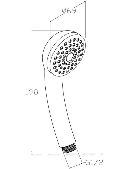 Купить Душевая лейка, Ф69мм Aquanet, 1 режим, пластик, хром (af000-01c) по цене 290 руб., в Санкт-Петебруге в интернет магазине 100-Систем, а также дургие товары AQUANET из раздела Лейки и Комплектующие для душа