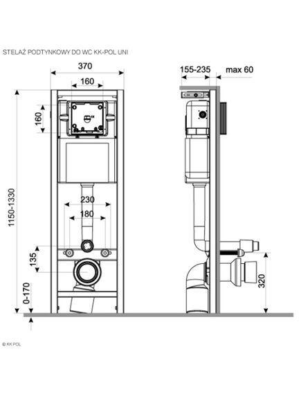 Купить Инсталляция KK POL UNI ZSP/M370/0/K для унитаза без клавиши смыва (zsp/m370/0/k) по цене 19600 руб., в Санкт-Петебруге в интернет магазине 100-Систем, а также дургие товары KKPOL из раздела Инсталляции для унитазов и Инсталляции