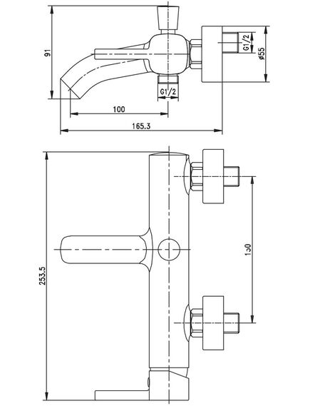 Купить Смеситель для ванны с душем Aquanet Minima AF130-20C (af130-20c) по цене 8130 руб., в Санкт-Петебруге в интернет магазине 100-Систем, а также дургие товары AQUANET из раздела Смесители с коротким изливом и Смесители для ванны и душа