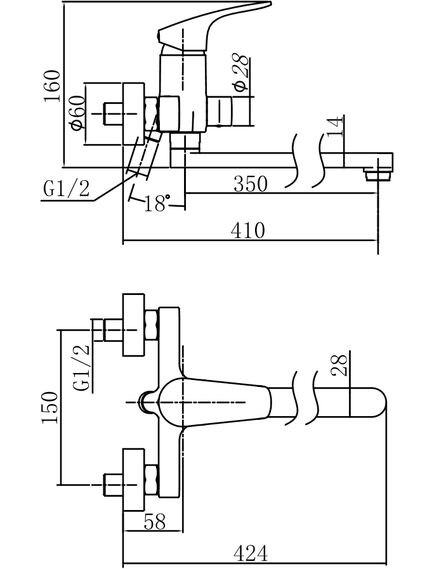 Купить Смеситель для ванны с душем Aquanet Static AF330-21C (af330-21c) по цене 9120 руб., в Санкт-Петебруге в интернет магазине 100-Систем, а также дургие товары AQUANET из раздела Смесители с длинным изливом и Смесители для ванны и душа