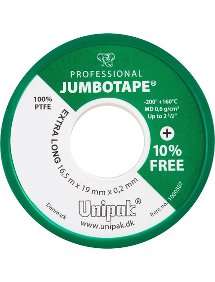 Купить ФУМ-лента "JUMBOTAPE"  (11м*19мм*0,2мм) (уп 5/50 шт) (1000557) по цене 338 руб., в Санкт-Петебруге в интернет магазине 100-Систем, а также дургие товары Unipak из раздела Прокладки, лен, фум, смазки, клей и Инструменты, крепёж, прокладки