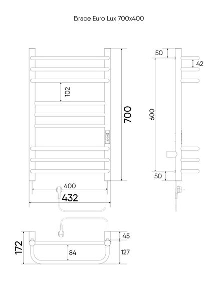 Купить Псш Brace Euro Lux б/п (electro) 70/40 (таймер, скр.монтаж, унив.подкл.R/L, Черный муар) INDIGO  (lcbele70-40brrt) по цене 13546 руб., в Санкт-Петебруге в интернет магазине 100-Систем, а также дургие товары INDIGO из раздела Электрические полотенцесушители и Полотенцесушители