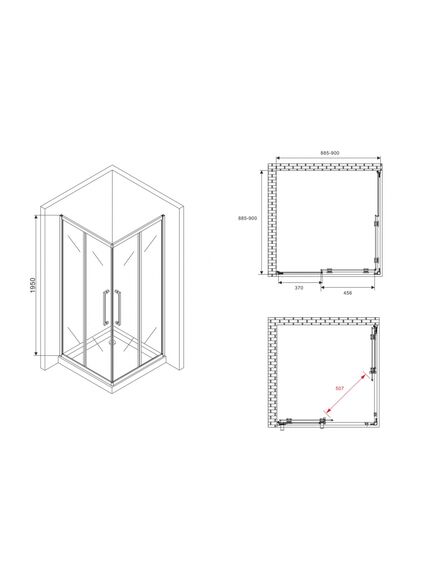 Купить Душевой уголок ABBER Schwarzer Diamant AG02090BMH (ag02090bmh) по цене 40320 руб., в Санкт-Петебруге в интернет магазине 100-Систем, а также дургие товары ABBER из раздела Душевые ограждения и Душевые кабины и ограждения