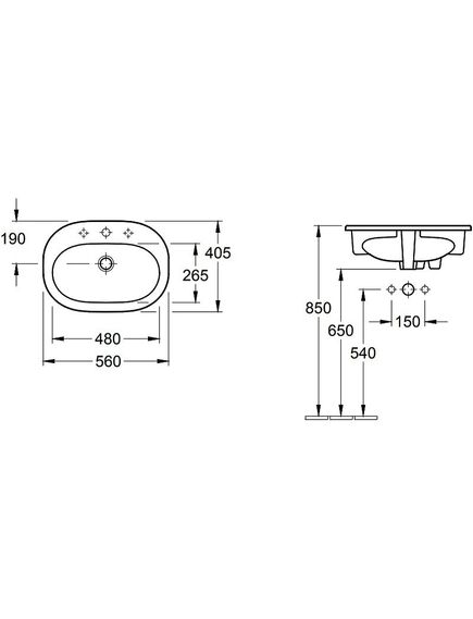 Купить Раковина Villeroy & Boch O.novo 41615601 (41615601) по цене 18759.94 руб., в Санкт-Петебруге в интернет магазине 100-Систем, а также дургие товары VILLEROY & BOCH из раздела Встраиваемые раковины и Раковины и пьедесталы