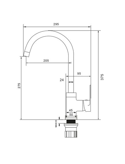 Купить Смеситель для кухни RAY, RAY11-110 (ray11-110) по цене 3290 руб., в Санкт-Петебруге в интернет магазине 100-Систем, а также дургие товары Wesnaart из раздела Рычажные смесители и Смесители для кухни