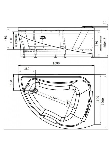 Купить Ванна акриловая "АЛЬБЕНА", 1680х1200 (правое исполнение), рама-подставка, подголовник, фронтальная панель, слив-перелив полуавтомат (хром, с сифоном) (1-01-2-2-1-015к) по цене 71601 руб., в Санкт-Петебруге в интернет магазине 100-Систем, а также дургие товары RADOMIR из раздела Акриловые ванны и Ванны