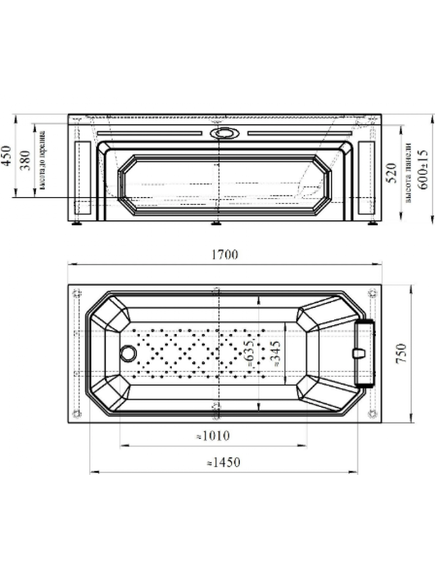 Купить Ванна акриловая "УЭЛЬС", 1700х750, рама-подставка, подголовник - 1 шт., фронтальная панель (с ложементами под декор), слив-перелив полуавтомат (золото, с сифоном) (1-01-3-0-1-115к) по цене 59134 руб., в Санкт-Петебруге в интернет магазине 100-Систем, а также дургие товары RADOMIR из раздела Акриловые ванны и Ванны