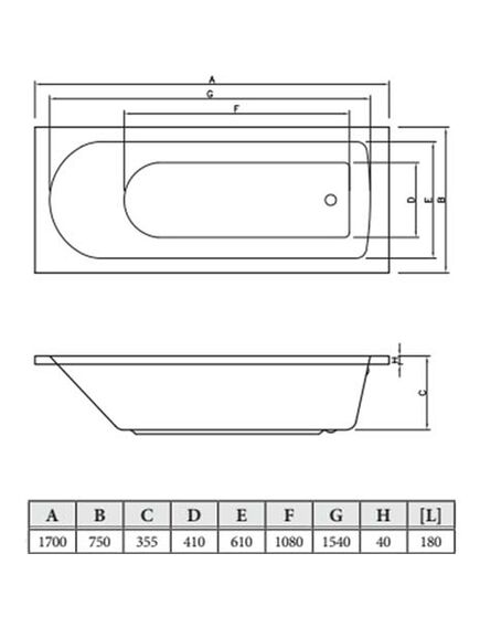 Купить Ванна акриловая GEBA 1700x750мм , прямоугольная , без каркаса (бел) (cbq009001) по цене 35280 руб., в Санкт-Петебруге в интернет магазине 100-Систем, а также дургие товары C-Bath из раздела Акриловые ванны и Ванны