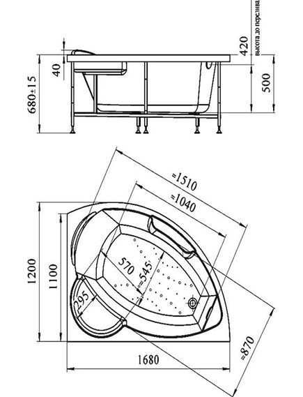 Купить Акриловая ванна Алари 168х120 (левосторонняя), фронтальная панель, каркас (2-78-0-1-1-218) по цене 49291 руб., в Санкт-Петебруге в интернет магазине 100-Систем, а также дургие товары RADOMIR из раздела Акриловые ванны и Ванны