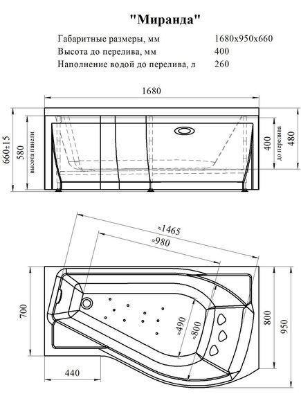 Купить Гидромассажная ванна Миранда (1680х950, правосторонняя), фронтальная панель, каркас, слив-перелив, система гидромассажа (Классик хром) (2-75-2-2-0-209) по цене 85190 руб., в Санкт-Петебруге в интернет магазине 100-Систем, а также дургие товары RADOMIR из раздела Гидромассажные ванны и Ванны