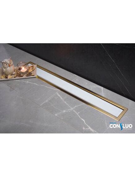 Купить Душевой лоток Pestan Confluo Premium Line 300 White Glass Gold  (13100119) по цене 44400 руб., в Санкт-Петебруге в интернет магазине 100-Систем, а также дургие товары Pestan из раздела Лотки и Душевые лотки и душевые трапы