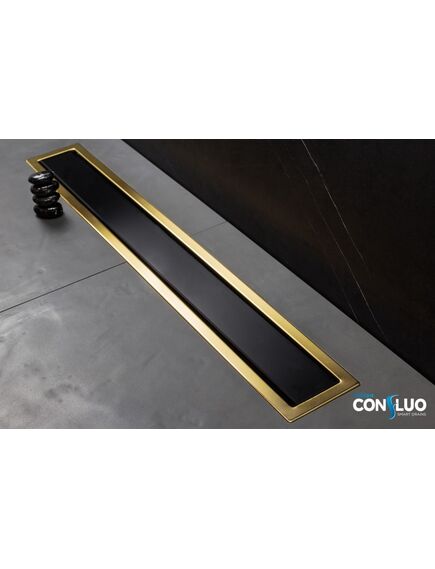 Купить Душевой лоток Pestan Confluo Premium Line 650 Black Glass Gold  (13100116) по цене 47200 руб., в Санкт-Петебруге в интернет магазине 100-Систем, а также дургие товары Pestan из раздела Лотки и Душевые лотки и душевые трапы