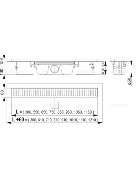 Купить ALCA PLAST Водоотводящий желоб APZ1-1150, арт. APZ1-1150 (apz1-1150) по цене 28653 руб., в Санкт-Петебруге в интернет магазине 100-Систем, а также дургие товары AlcaPlast из раздела Лотки и Душевые лотки и душевые трапы