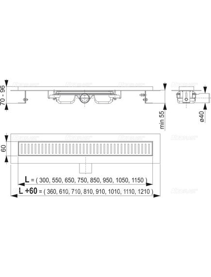 Купить ALCA PLAST APZ101-1150  Low - Водоотводящий желоб с порогами для перфорированной решетки, арт. APZ101-1150  (apz101-1150) по цене 39713 руб., в Санкт-Петебруге в интернет магазине 100-Систем, а также дургие товары AlcaPlast из раздела Лотки и Душевые лотки и душевые трапы