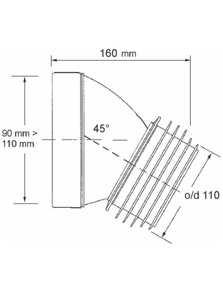 Купить Короткая фановая труба D90-110мм, под углом 45* с прокладкой MRWC16 (mrwc16) по цене 1045.21 руб., в Санкт-Петебруге в интернет магазине 100-Систем, а также дургие товары McALPINE из раздела Трубчатые отводы и Отводы для унитазов