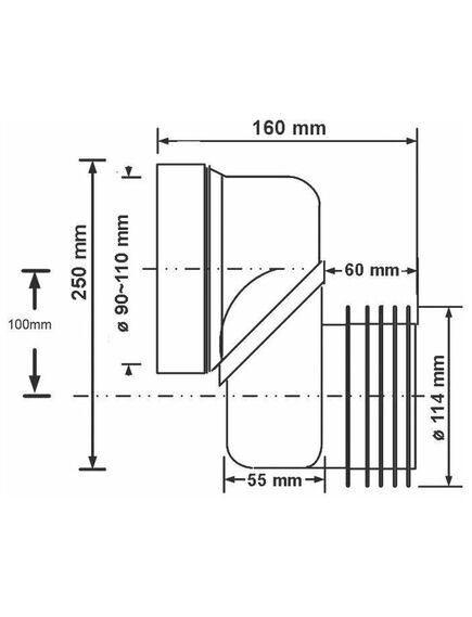 Купить Фановая труба (L160мм) с прокладкой и 100мм смещением; вход на 90-110мм; выход вставляется внутрь 4"/110мм трубы (mrwclo-10) по цене 5483.86 руб., в Санкт-Петебруге в интернет магазине 100-Систем, а также дургие товары McALPINE из раздела Трубчатые отводы и Отводы для унитазов