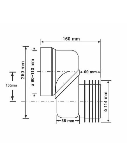 Купить Фановая труба (L160мм) с прокладкой и 150 мм смещением; вход на 90-110мм; выход вставляется внутрь 4"/110мм трубы (mrwclo-15) по цене 5483.86 руб., в Санкт-Петебруге в интернет магазине 100-Систем, а также дургие товары McALPINE из раздела Трубчатые отводы и Отводы для унитазов