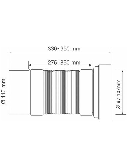 Купить Фановая раздвижная (L330-850мм) гофрированная труба; вход на 90-110мм; выход гладкий  Дн=110мм (mrwc-f33p) по цене 2405.38 руб., в Санкт-Петебруге в интернет магазине 100-Систем, а также дургие товары McALPINE из раздела Гофрированный отвод и Отводы для унитазов