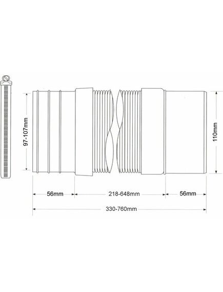 Купить Фановая раздвижная (L330-760мм) гофрированная труба; вход на 97-107мм подсоединение с использованием металлического хомута; выход гладкий Дн=110мм (mrwc-f33pj) по цене 3903.98 руб., в Санкт-Петебруге в интернет магазине 100-Систем, а также дургие товары McALPINE из раздела Гофрированный отвод и Отводы для унитазов