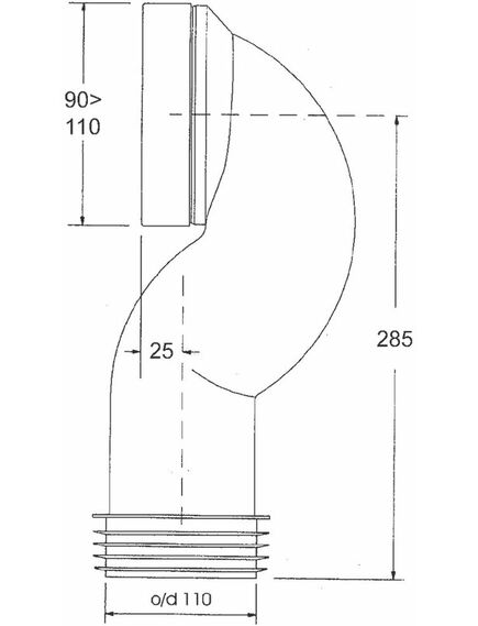 Купить Фановая труба (L285мм) под углом 90 ° с прокладкой; вход на 90-110мм, выход вставляется внутрь 4"/110мм трубы (mrwc15) по цене 2656.84 руб., в Санкт-Петебруге в интернет магазине 100-Систем, а также дургие товары McALPINE из раздела Трубчатые отводы и Отводы для унитазов