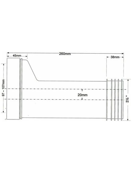 Купить Фановая труба (L260мм) с прокладкой и 20мм смещением; вход на 90-110мм, выход вставляется внутрь 3 1/2"/90мм трубы (mrwc7-90) по цене 1143 руб., в Санкт-Петебруге в интернет магазине 100-Систем, а также дургие товары McALPINE из раздела Трубчатые отводы и Отводы для унитазов