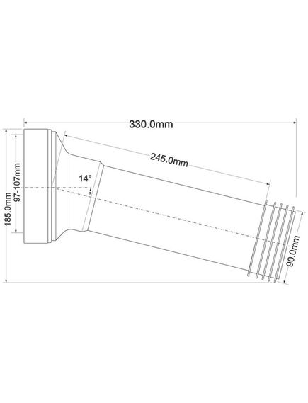 Купить Фановая труба (L350мм) под углом 14° с прокладкой; вход на 90-110мм, выход вставляется внутрь 3 1/2"/90мм трубы (mrwc9-90) по цене 1413.51 руб., в Санкт-Петебруге в интернет магазине 100-Систем, а также дургие товары McALPINE из раздела Трубчатые отводы и Отводы для унитазов
