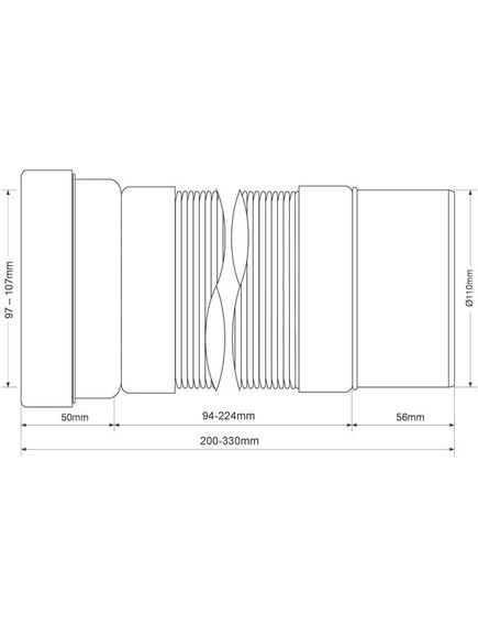 Купить Фановая раздвижная (L200-330мм) гофрированная труба; вход Ду=97-107мм; выход Дн=110мм (mrwc-f20p) по цене 1747.52 руб., в Санкт-Петебруге в интернет магазине 100-Систем, а также дургие товары McALPINE из раздела Гофрированный отвод и Отводы для унитазов