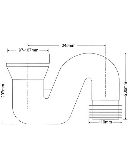 Купить Фановая труба с гидрозатвором и прокладкой; высота 205мм; вход 90-110мм, выход вертикальный и вставляется внутрь 4"/110мм трубы (mrwc44) по цене 3178.81 руб., в Санкт-Петебруге в интернет магазине 100-Систем, а также дургие товары McALPINE из раздела Трубчатые отводы и Отводы для унитазов